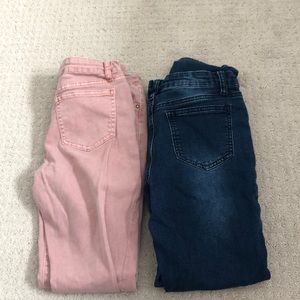 Set of Girls Eddie Bauer skinny jeans size 14, in dark faded blue and faded pink